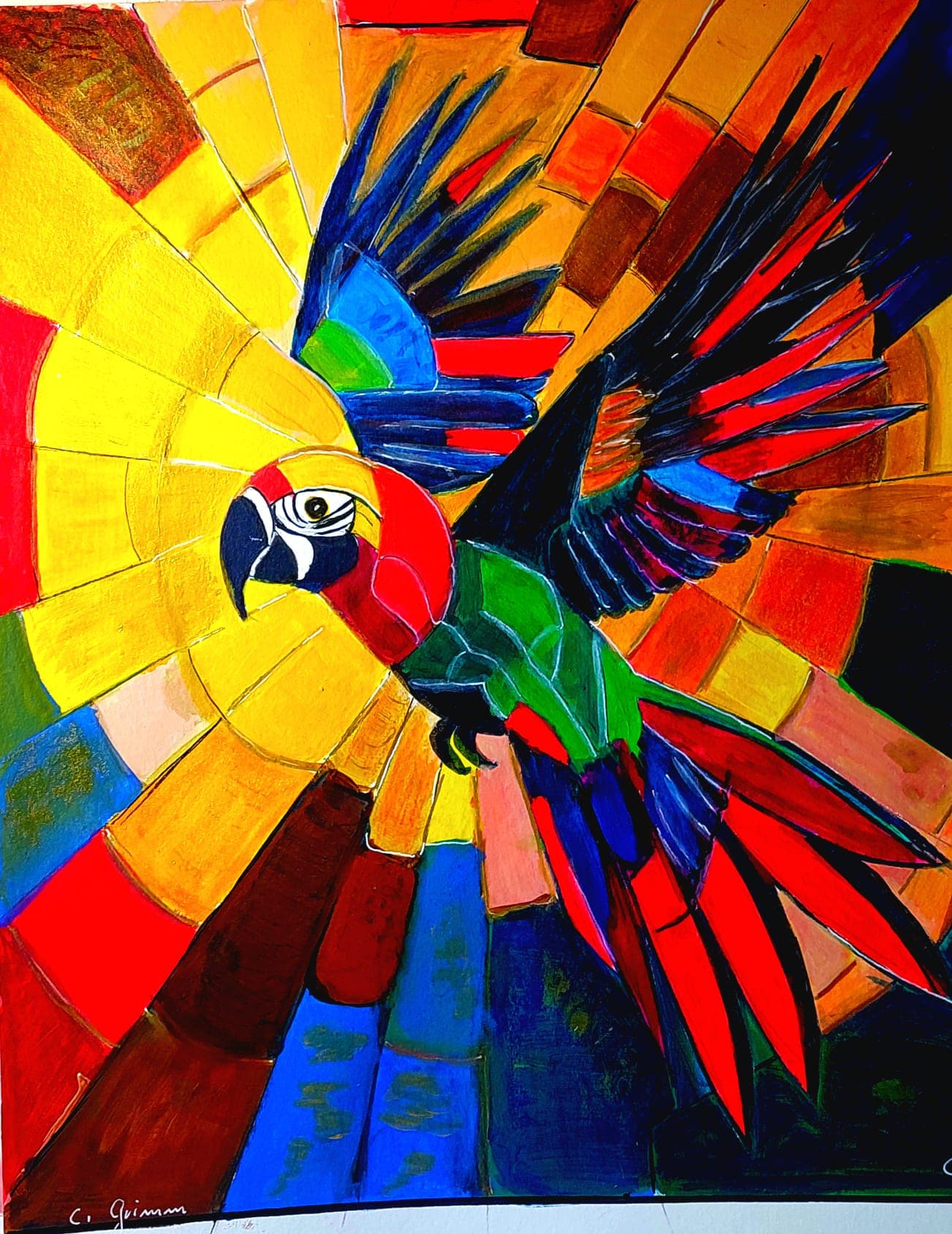 Ohne Titel — Papagei von Claudia Grimm, Malerei